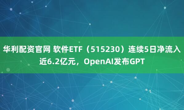 华利配资官网 软件ETF（515230）连续5日净流入近6.2亿元，OpenAI发布GPT